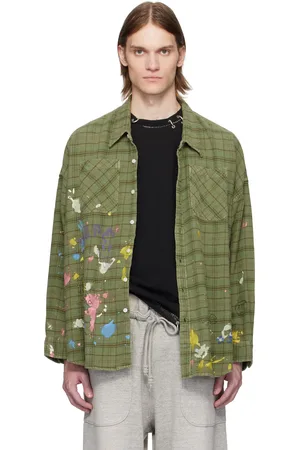 R13 Chemise de travail verte à emmanchures basses