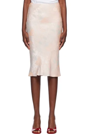DRIES VAN NOTEN Jupe midi rose en satin