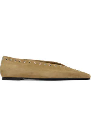 Totême Ballerines brun clair en suède à laçage