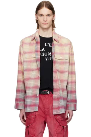 R13 Chemise de travail décontractée rose et beige
