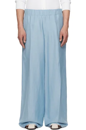 DRIES VAN NOTEN Pantalon bleu à cordon coulissant