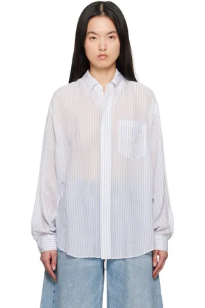 Alexander Wang Chemise surdimensionnée bleue en crêpe chiffon de soie