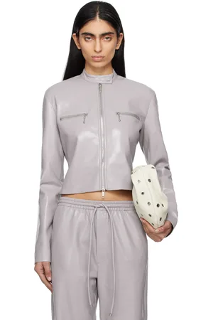 Nanushka Blouson Aletta gris en cuir synthétique