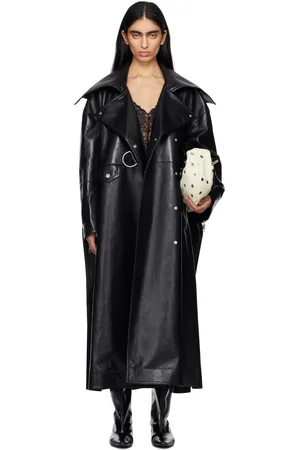 Nanushka Trench Teca noir en cuir reconstitué