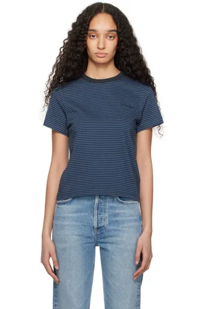 DUNST T-shirt bleu et bleu marine à rayures et à logo