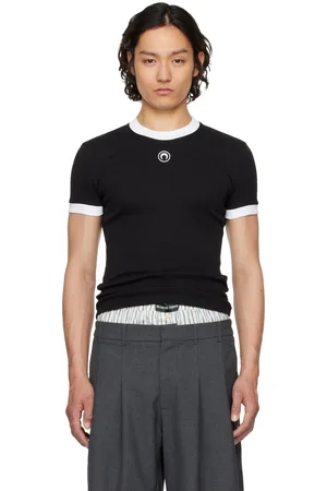 Marine Serre T-shirt ajusté noir en jersey à logo - Borderline