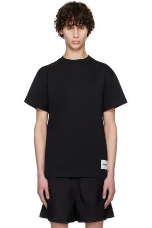 Jil Sander Ensemble de trois t-shirts noirs à écusson à logo