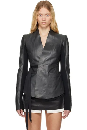 Rick Owens Blouson noir en cuir de veau à fini Tamponato - Hollywood