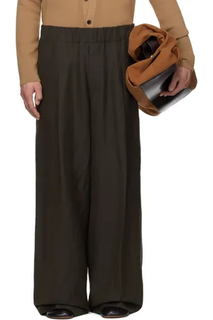 DRIES VAN NOTEN Pantalon brun à cordon coulissant
