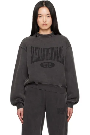 Alexander Wang Pull molletonné noir à logo et à effet usé