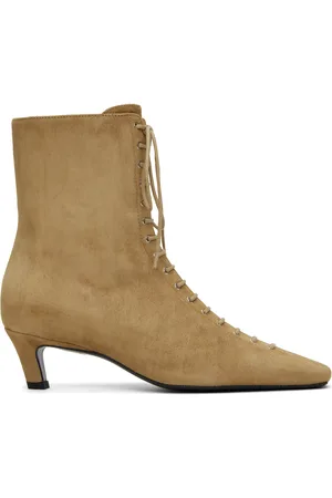 Totême Bottes brun clair en suède à laçage