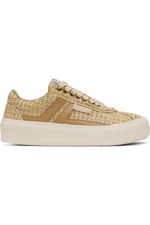 Lanvin Baskets Cash beiges en raphia à logos