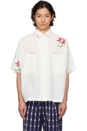 HARAGO Chemise décontractée blanc cassé à images brodées