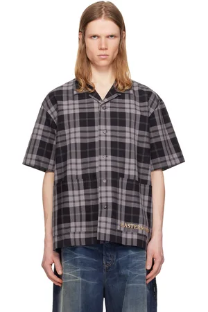 MASTERMIND Chemise noire à motif écossais