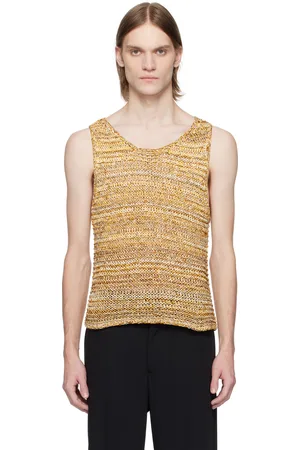 CMMN SWDN Débardeur Tigran jaune en tricot à mailles ouvertes