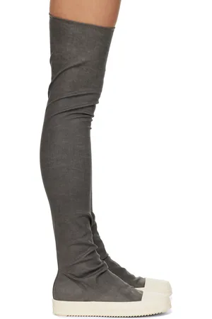 Rick Owens Bottes cuissardes de style chaussette grises - Hollywood