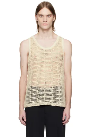 CMMN SWDN Débardeur beige en crochet de coton exclusif à SSENSE