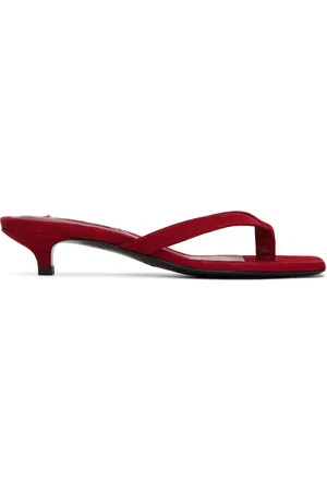 Totême Tongs à petit talon rouges en suède
