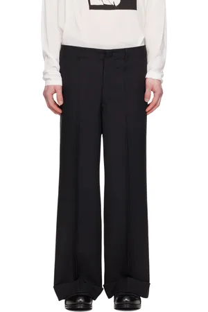 Random Identities Pantalon de complet ample noir en sergé