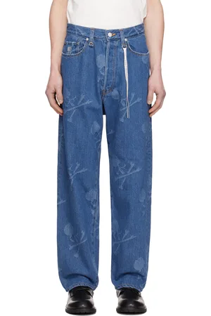 MASTERMIND Jean droit bleu en denim à motif à monogrammes
