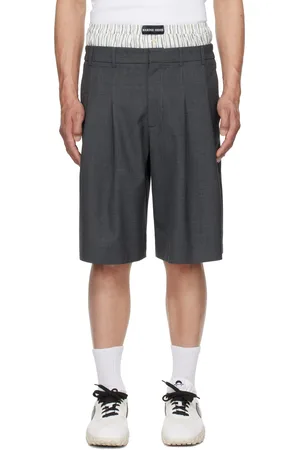Marine Serre Short façon costume gris en sergé suprarecyclé