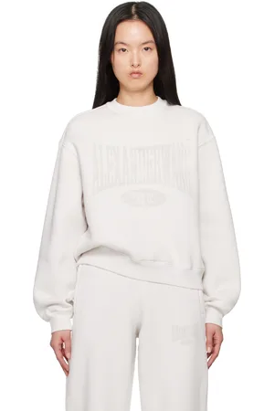 Alexander Wang Pull molletonné blanc cassé à logo à effet usé