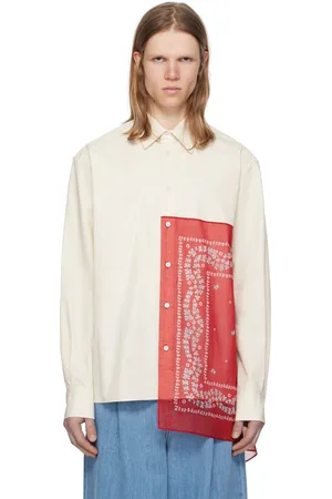 Lanvin Chemise droite blanc cassé et rouge à empiècement de style bandana
