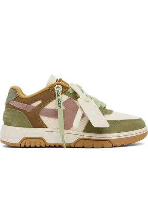 OFF-WHITE Baskets étroites Out of Office vert et brun