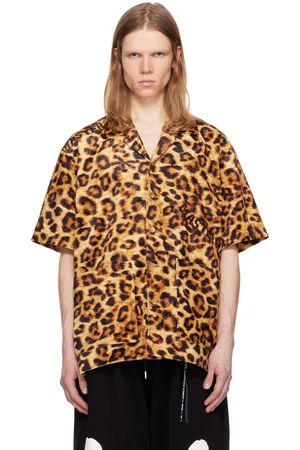 MASTERMIND Chemise à manches courtes brune à motif léopard