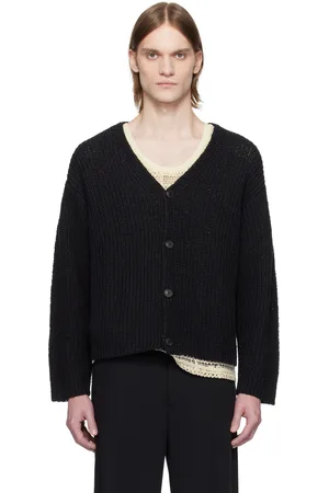 CMMN SWDN Cardigan Eldar noir en tricot de fil ruban de coton