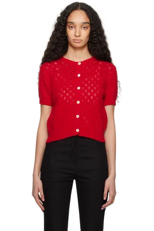 DUNST Cardigan à manches courtes rouge en crochet