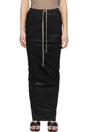 Rick Owens Jupe droite longue à enfiler noire en denim