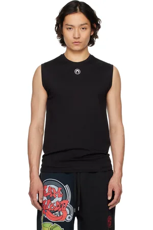 Marine Serre T-shirt sans manches noir en jersey à logo