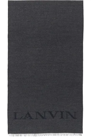 Lanvin Écharpe bleu marine et noir en flanelle à logos