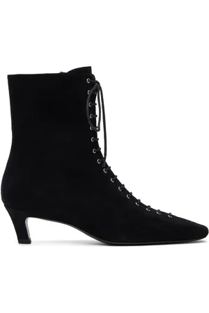 Totême Bottes noires en suède à laçage