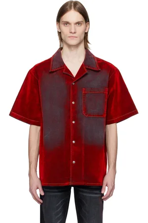 Cout de la Liberte Chemise Robbie rouge en denim extensible floqué