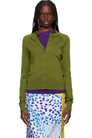 DRIES VAN NOTEN Cardigan vert en coton