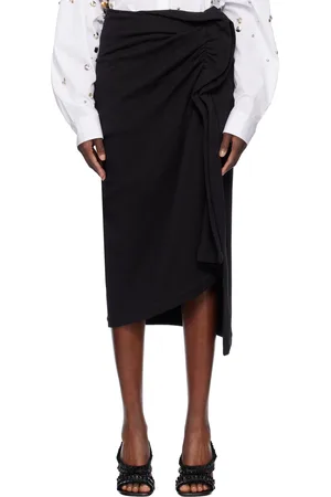 DRIES VAN NOTEN Jupe midi noire en jersey bouclette