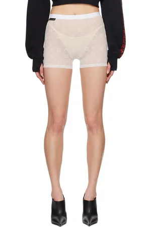 Marine Serre Short court blanc en nylon recyclé à motif floqué exclusif à SSENSE