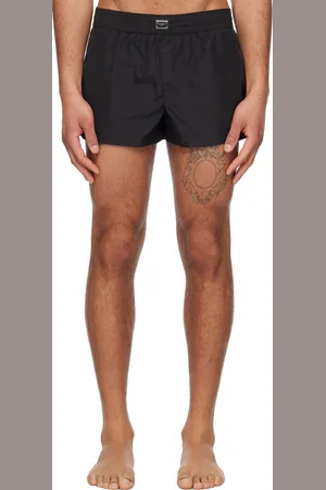 Dolce & Gabbana Maillot de bain court noir à plaque à logo - DNA