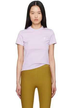 Ami T-shirt écourté mauve en coton