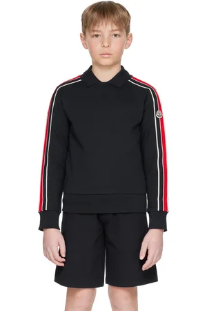 Moncler Jeune | Pull molletonné bleu marine à rayures tricolores