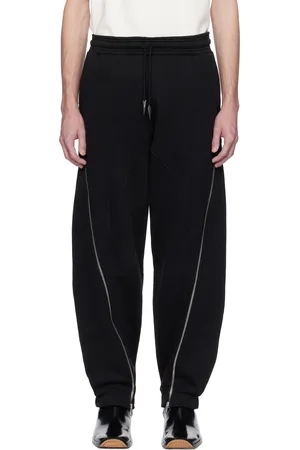 MUGLER Pantalon de survêtement noir en molleton léger à glissières