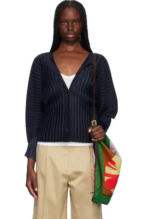 PLEATS PLEASE ISSEY MIYAKE Cardigan plissé February bleu marine