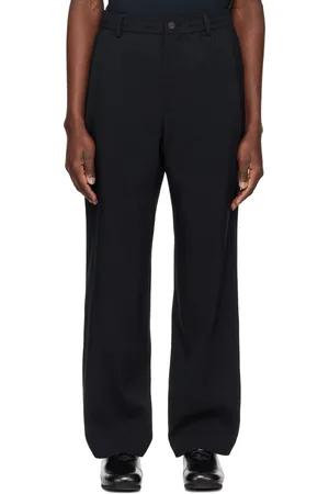 Solid Pantalon texturé noir à cordon coulissant à la taille