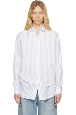 Maison Margiela Chemise blanc et bleu à rayures