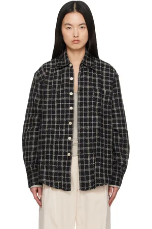 OUR LEGACY Chemise Above noir et blanc cassé