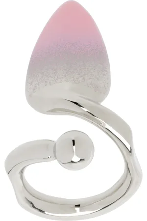 Justine Clenquet Bague de style ongle Sam argenté et rose