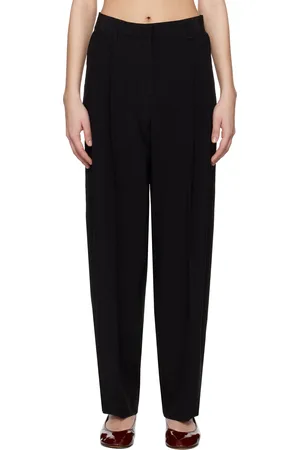Totême Pantalon droit noir à plis