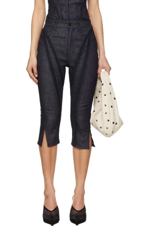 MUGLER Capri bleu marine en denim brut et en filet